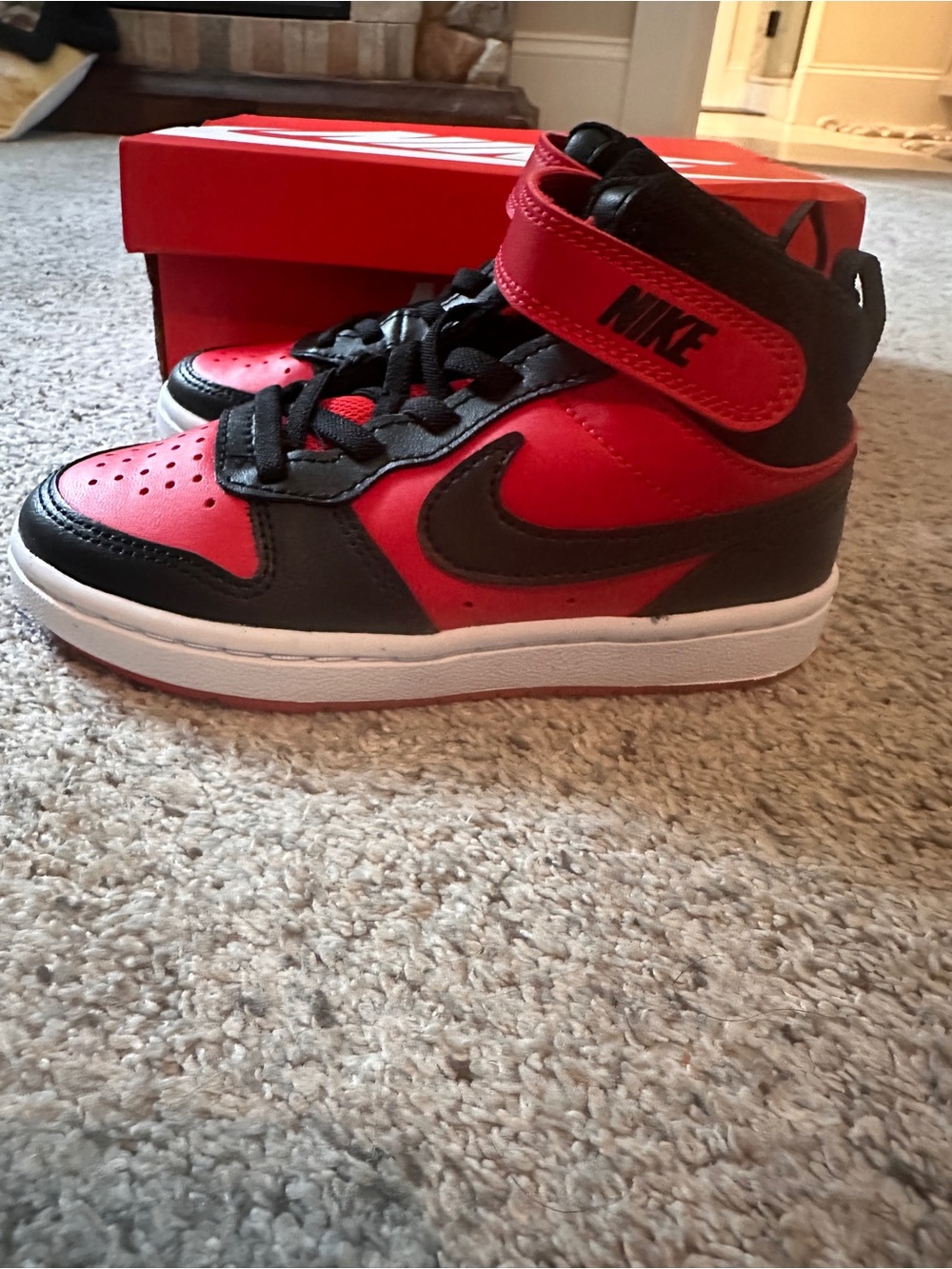 Nike Court Borough Mid 2 (PSV) University Red/Black Toddler Shoes Size 11C NIB - Picture 6 of 7
